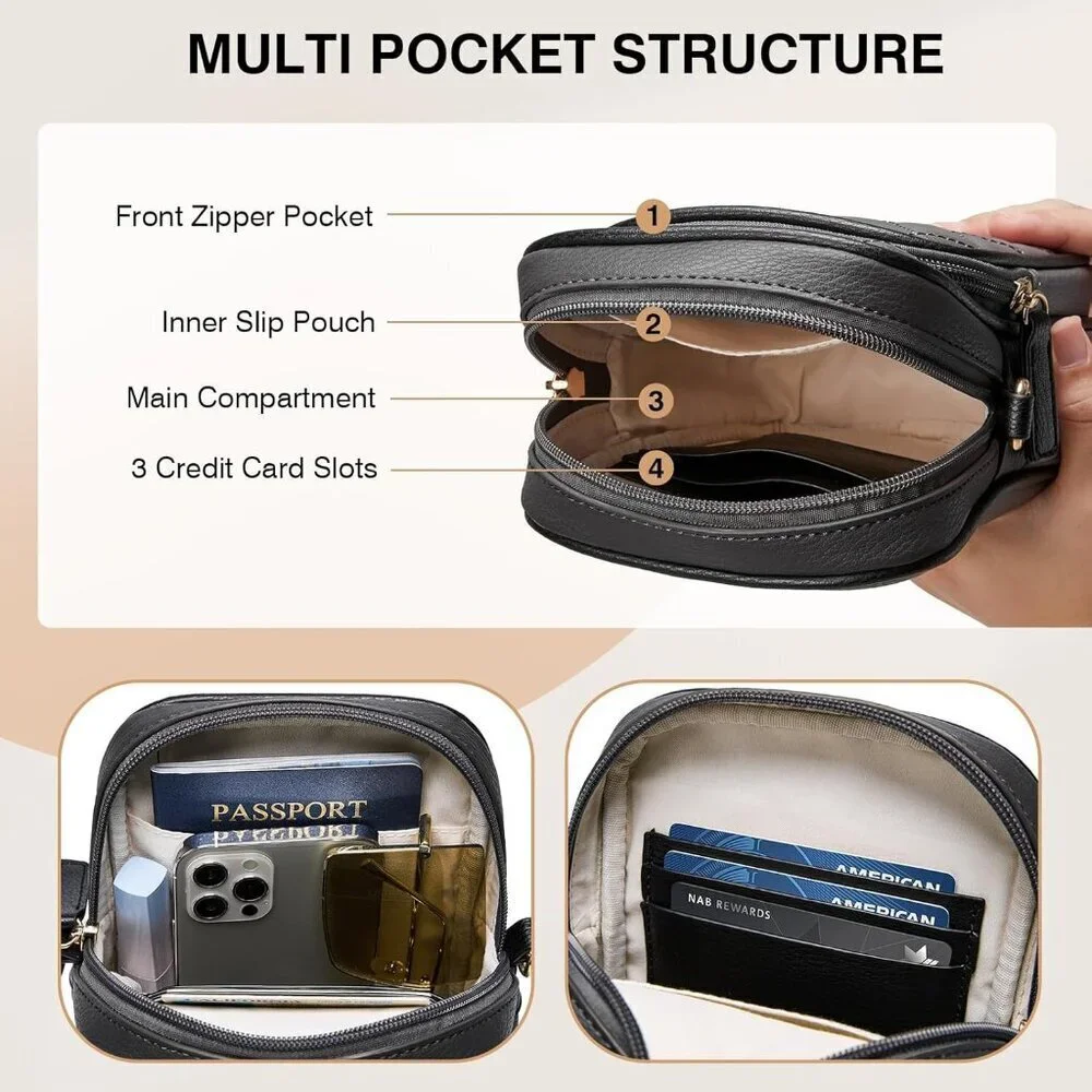 Vegan Leather Crossbody Bag Women Small Phone Purse Wallet with Card Slots
